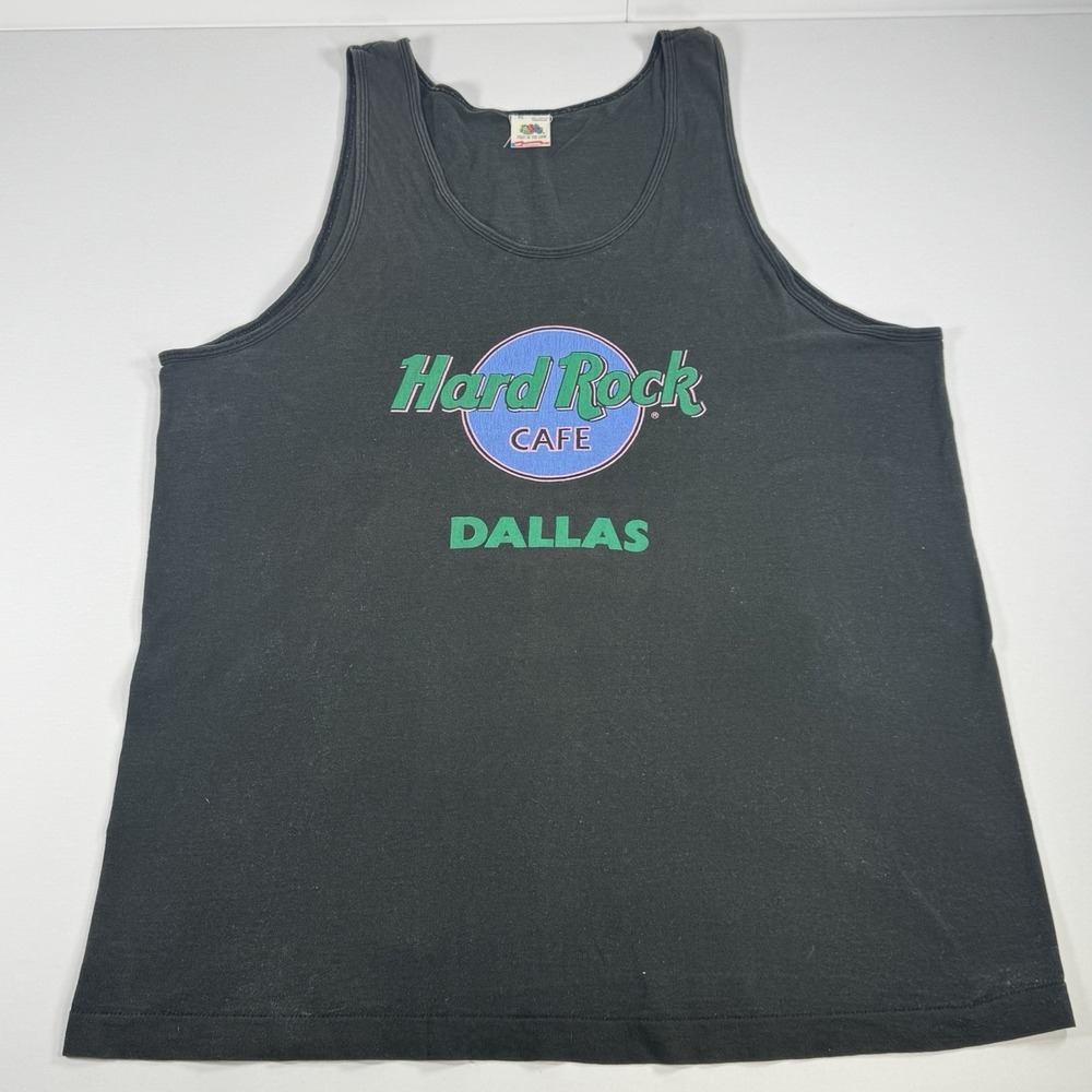 Vintage‎ Hard Rock Cafe Dallas Tank XL Black Made USA FOTL